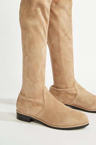 Botas acima do joelho em couro - Bege