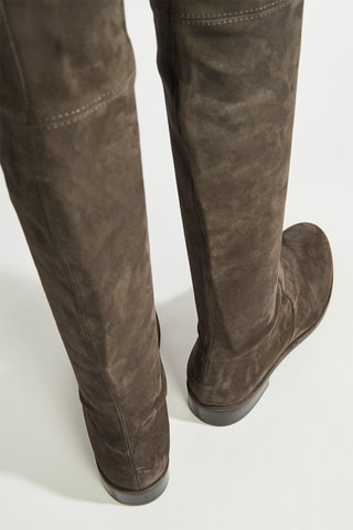 Botas acima do joelho em couro - Castanho