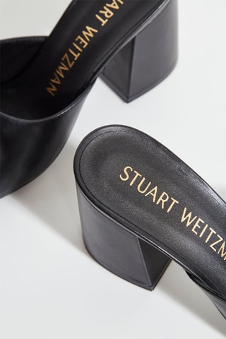 Sandalias de piel de cuña - Negro