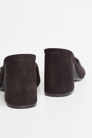 Sandalias de piel de cuña - Negro