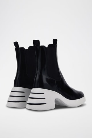 Botas de piel de tacón - Negro