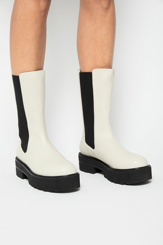 Botins Chelsea em couro Presley Ultlif - Bege e preto 