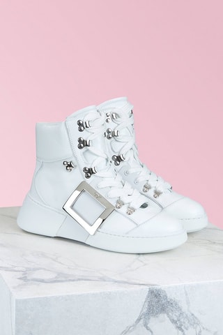 Zapatillas altas de piel - Blanco