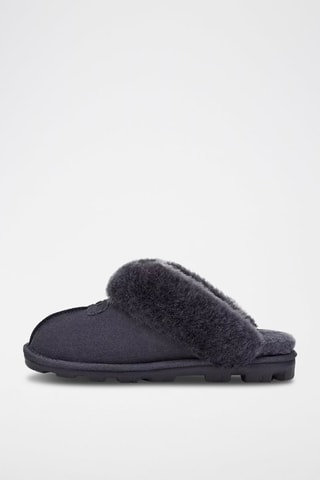 Chaussons fourrés en nubuck Coquette - Bleu nuit