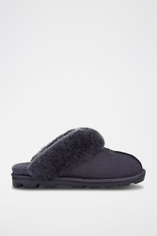 Chaussons fourrés en nubuck Coquette - Bleu nuit