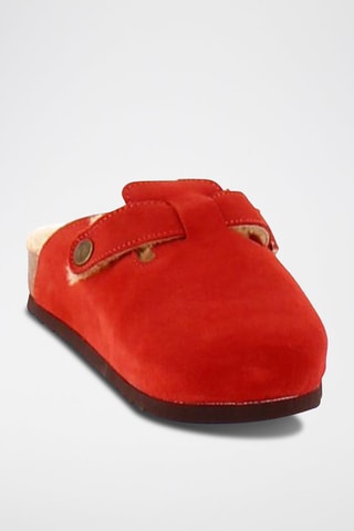 Chaussons fourrés en nubuck Fae Rouge