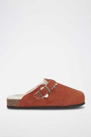 Chaussons fourrés en nubuck Mole - Marron