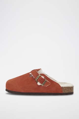 Chaussons fourrés en nubuck Mole - Marron