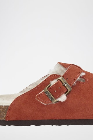 Chaussons fourrés en nubuck Mole - Marron