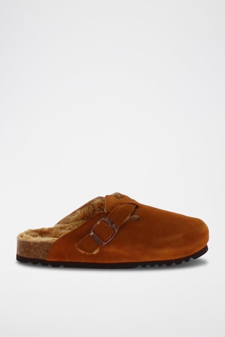 Chaussons fourrés en nubuck Fae Orange