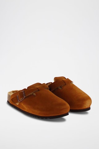 Chaussons fourrés en nubuck Fae Orange