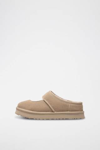Chausson fourrés en nubuck Mary Jane - Beige