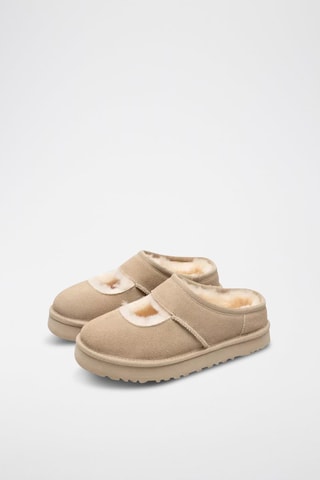 Chausson fourrés en nubuck Mary Jane - Beige