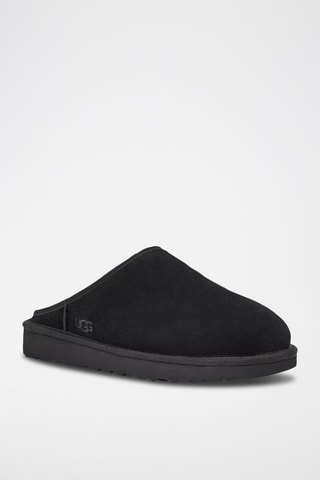 Pantoufles fourrées en nubuck Classic - Noir