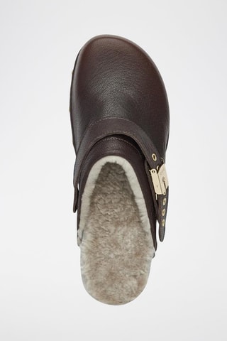 Sabots fourrées en cuir Robin Noir