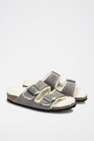 Mules fourrées en nubuck Arizona -  Gris