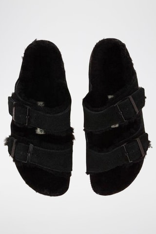 Mules fourrées en nubuck Arizona  - Noir