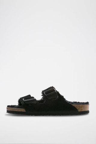 Mules fourrées en nubuck Arizona  - Noir