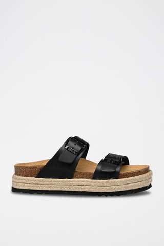 Mules plateformes en cuir Ines Noir