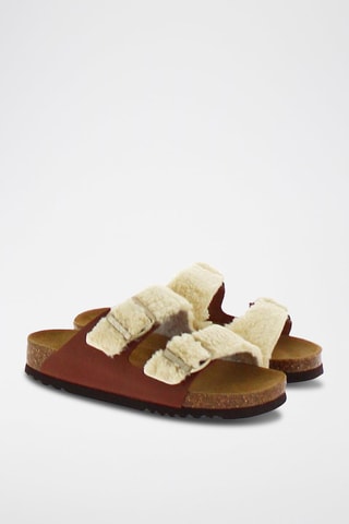 Mules Josephine Rouge brique et beige