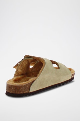 Mules fourrées en nubuck Josephine - Beige