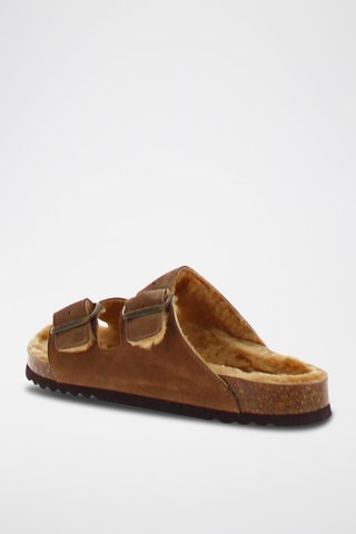 Mules fourrées en nubuck Josephine - Marron