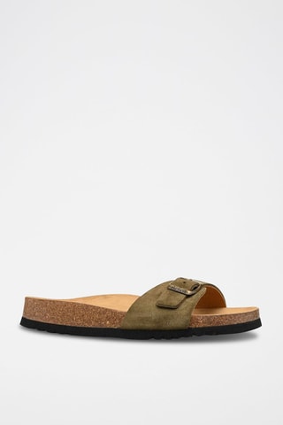 Mules en nubuck Kaki
