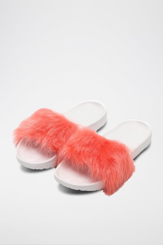 Mules en peau de mouton Royale Corail