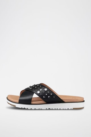 Mules en cuir Kari - Noir et beige