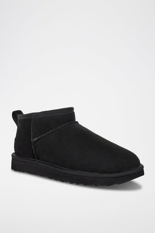 Bottines fourrées en nubuck Classic Ultra Mini - Noir