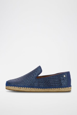 Slippers en cuir Sandrine Bleu marine