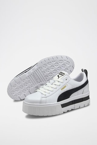 Sneakers plateformes en cuir Mayze - Blanc et noir