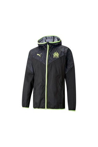 Coupe-vent à capuche OM - Noir et vert citron