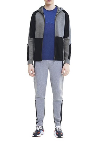 Sweat à capuche Evostripe - Gris chiné et noir