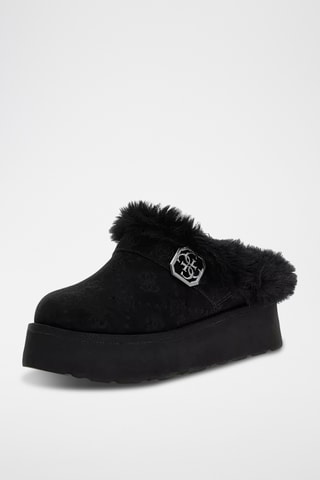 Sabots fourrées plateformes en nubuck - Noir - Guess