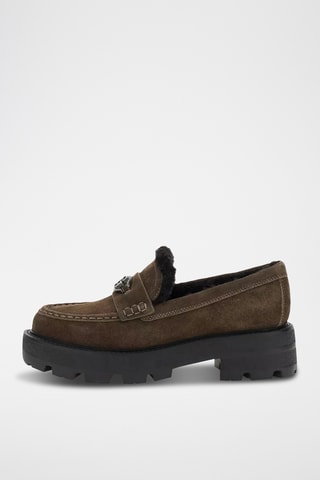 Mocassins fourrés plateformes en nubuck - Marron - Guess