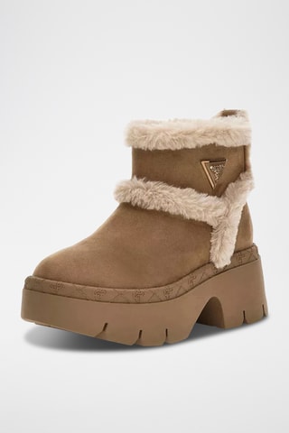 Bottines fourrées en nubuck - Camel - Guess