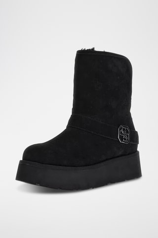 Bottines fourrées plateformes en nubuck - Noir - Guess