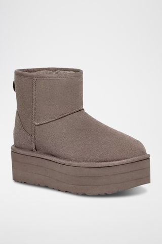 Bottines plateformes fourrées en nubuck - Gris - UCG