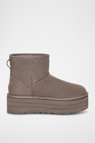 Bottines plateformes fourrées en nubuck - Gris - UCG