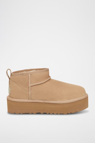 Bottines fourrées plateformes en nubuck - Beige - UGG