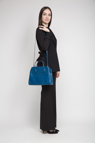 Sac à main en cuir Elettra - Bleu foncé 