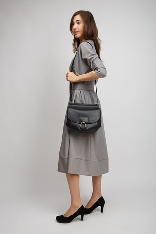 Sac bandoulière en cuir Erica - Noir