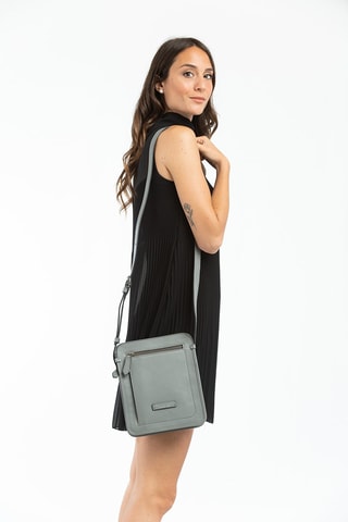 Bandolera de piel - Gris