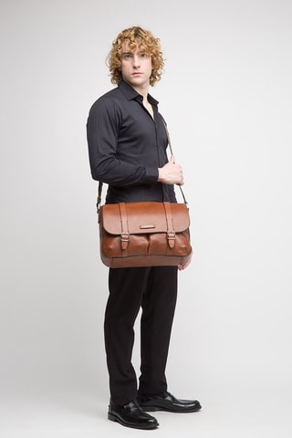 Sac bandoulière en cuir Cesare - Marron 