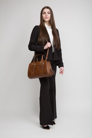 Sac bandoulière en cuir Elena - Marron