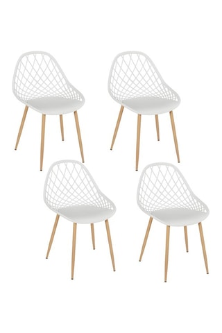 4 cadeiras de exterior Malaga Branco e castanho