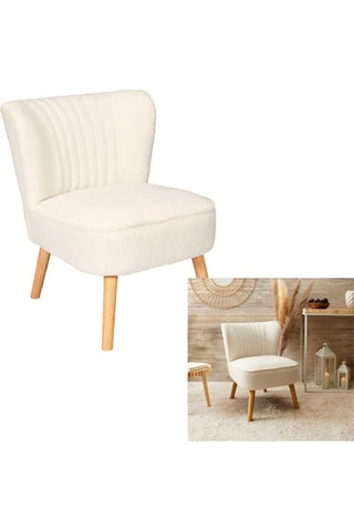 Cadeirão Erika Hygge - Natural e branco - Revestimento bouclette