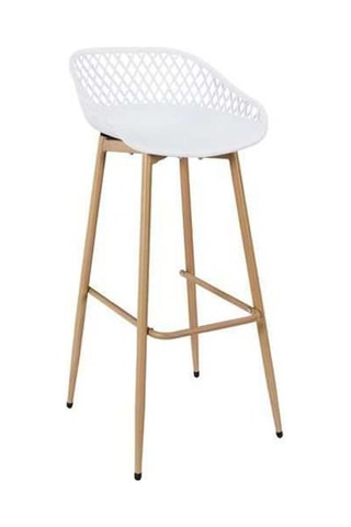 Banco de bar Malaga - Branco e imitação de madeira