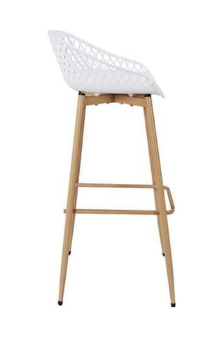 Banco de bar Malaga - Branco e imitação de madeira